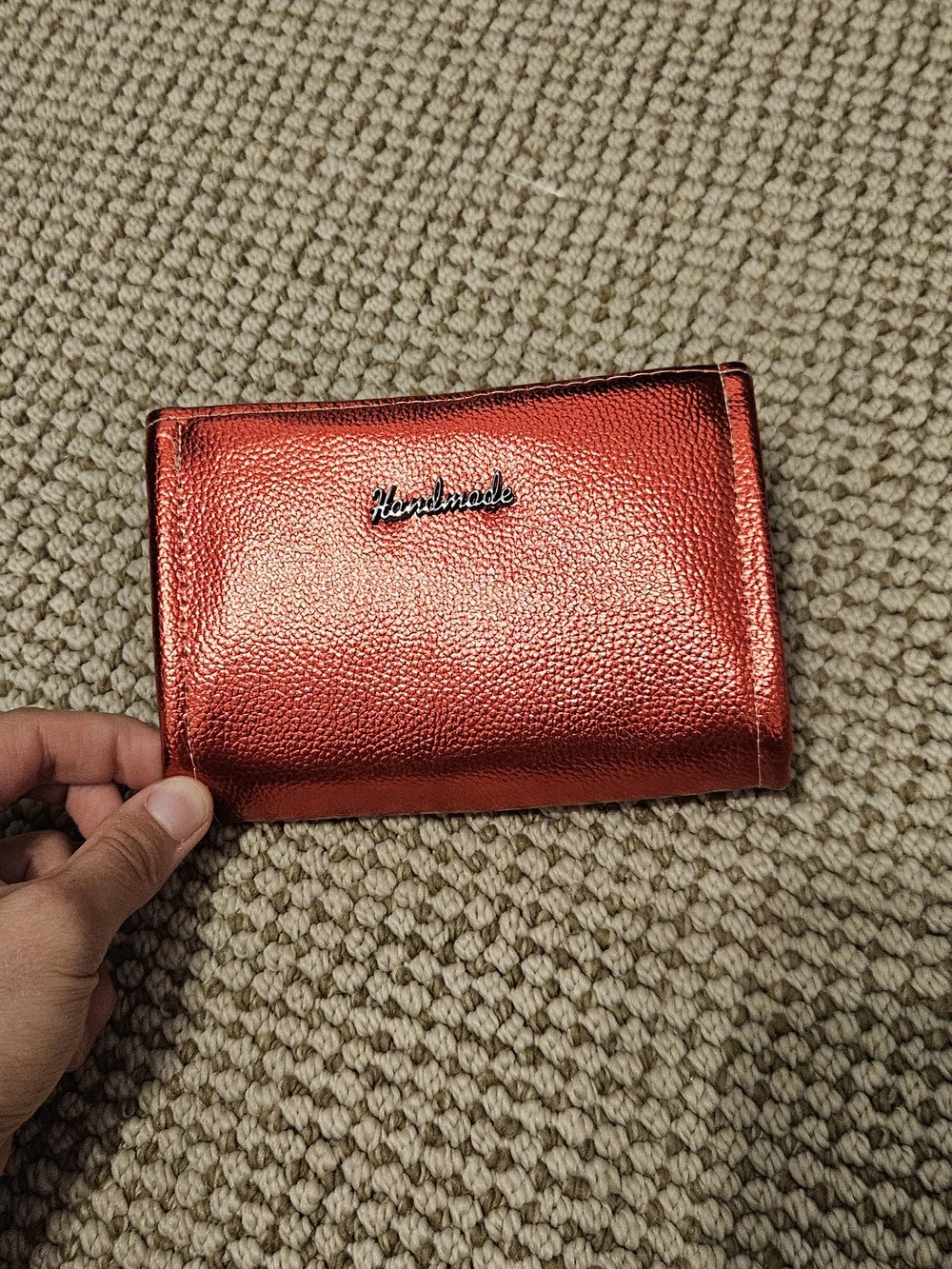 Red Metallic Wallet with Character Print